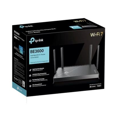 TP-Link WiFi 7 Archer BE3600 draadloze router BE3600Mbps dual-band, 2 poorten × 2,5 Gbit/s, Tri-Band, 2 × 2 MU-MIMO, OFDMA, MLO, WiFi 7 zonder vorige, compatibel met EasyMesh, HomeShield, VPN