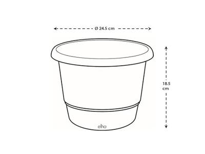 Bloempot - ELHO - Amiga Rond 25 - Rood - L 25 x B 24,5 x H 18 cm - Buiten - 100% gerecycled