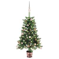 VidaXL Kunstkerstboom met verlichting en kerstballen 90 cm groen - thumbnail