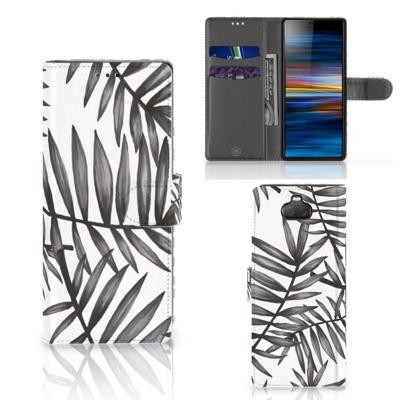 Sony Xperia 10 Hoesje Leaves Grey Sony Xperia 10 Hoesje Leaves Grey