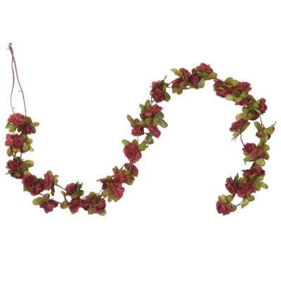 VidaXL Kerstslingers met bloemen 6 st 250 cm wijnrood VidaXL Kerstslingers met bloemen 6 st 250 cm wijnrood