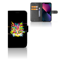 Apple iPhone 13 Leuk Hoesje Cat Color | Portemonnee hoesje - thumbnail