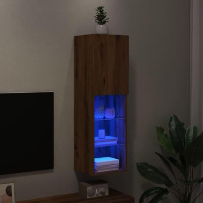 Tv-meubel met LED-verlichting 30,5x30x102 cm artisanaal eiken