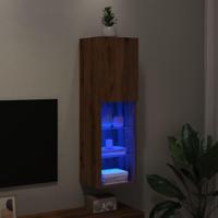 Tv-meubel met LED-verlichting 30,5x30x102 cm artisanaal eiken - thumbnail