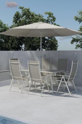 Nohr Outdoor Diningset 'Rosemary' Met parasol, kleur Beige Nohr Outdoor Diningset 'Rosemary' Met parasol, kleur Beige