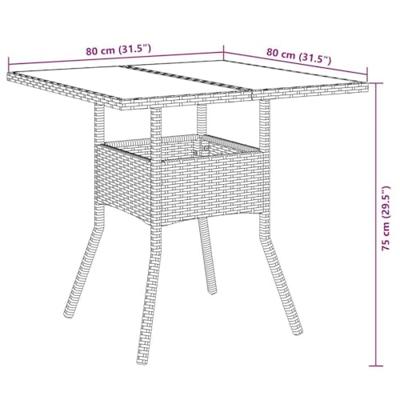 3-delige Tuinset met kussens poly rattan en glas bruin
