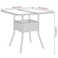 3-delige Tuinset met kussens poly rattan en glas bruin - thumbnail