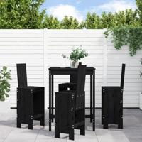 5-delige Barset massief grenenhout zwart - thumbnail