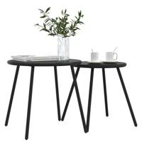 Tuintafeltjes 2 st rond gepoedercoat staal zwart - thumbnail