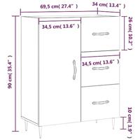 Dressoir 69,5x34x90 cm bewerkt hout grijs sonoma eikenkleurig - thumbnail