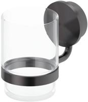 Glashouder met Glas Geesa Opal Zwart Metaal Geborsteld - thumbnail