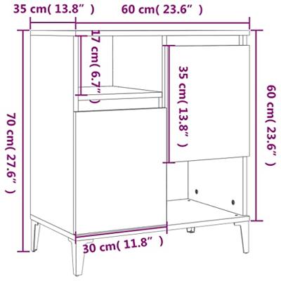 Dressoir 60x35x70 cm bewerkt hout betongrijs
