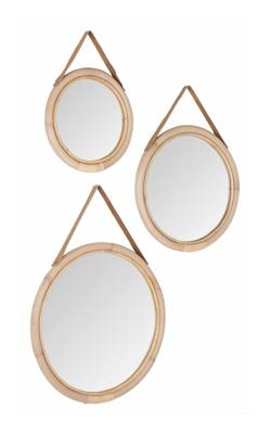 MUST Living Spiegel 'San Jose' Rotan, Set van 3 stuks MUST Living Spiegel 'San Jose' Rotan, Set van 3 stuks