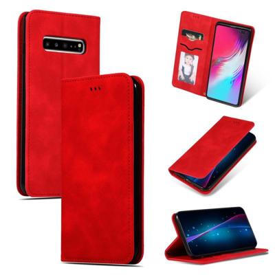 Retro huid voelen Business magnetische horizontale Flip lederen case voor Galaxy S10 5G (rood)