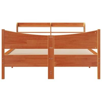 Bedframe met hoofdbord massief grenenhout wasbruin 160x200 cm