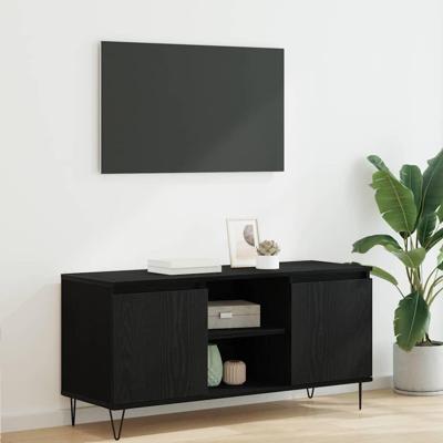 TV-kast Zwart Eiken 104 x 35 x 50 cm Bewerkt hout
