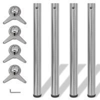 VidaXL Tafelpoten in hoogte verstelbaar geborsteld nikkel 710 mm 4 st - thumbnail