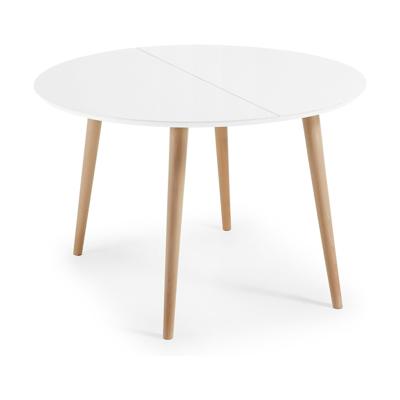 Kave Home Oqui eettafel uitschuifbaar Ø120/200x120 cm Wit - thumbnail