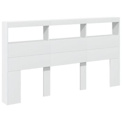 Hoofdbordkast met LED-verlichting 180x17x102 cm wit