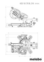 Metabo KGS 18 LTX BL 216 - 18 Volt accu-afkortzaag met trekfunctie | zonder accu&apos;s en lader - 614216850 - thumbnail