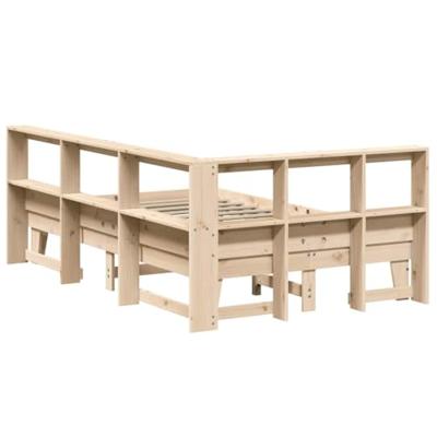 Bed met boekenkast zonder matras massief grenenhout 135x190 cm - thumbnail