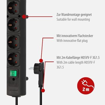 Brennenstuhl 1153100100 Stekkerdoos met schakelaar 4-voudig Zwart Platte stekker 1 stuk(s) Brennenstuhl 1153100100 Stekkerdoos met schakelaar 4-voudig Zwart Platte stekker 1 stuk(s)