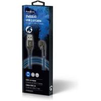 USB-Kabel | USB 2.0 | USB-A Male | USB-C Male | 480 Mbps | Verguld | 2.00 m | Rond | Gevlochten / Nylon | Blauw / Zwart | Cover Window Box - thumbnail