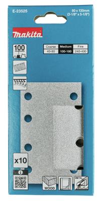 Makita Accessoires Schuurvel 80x133mm A120 velcro | 10 stuks - E-23531 Makita Accessoires Schuurvel 80x133mm A120 velcro | 10 stuks - E-23531
