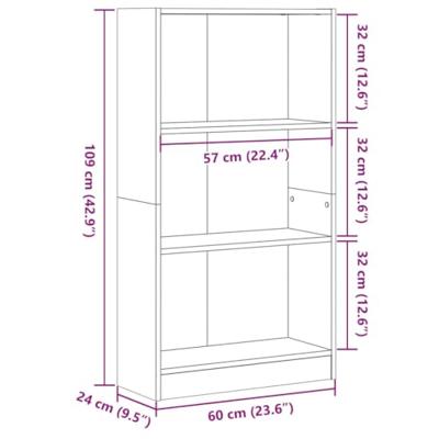 Boekenkast 60x24x109 cm bewerkt hout oud houtkleurig