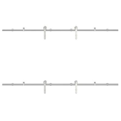 VidaXL Schuifdeur onderdelenset 200 cm roestvrij staal zilverkleurig