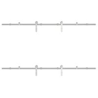 VidaXL Schuifdeur onderdelenset 200 cm roestvrij staal zilverkleurig - thumbnail