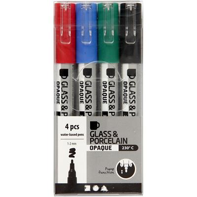 Creativ Company Glas- en porseleinstiften kleur, 4st.