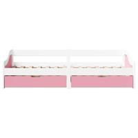 Slaapbank met 2 lades zonder matras IRUN 90x200 cm wit en roze - thumbnail