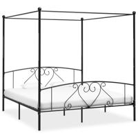 Hemelbedframe metaal zwart 200x200 cm - thumbnail