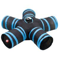VidaXL Kattentunnel 5-voudig 25 cm polyester zwart en blauw - thumbnail