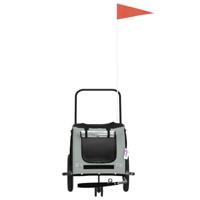 Hondenfietstrailer oxford stof en ijzer grijs en zwart - thumbnail