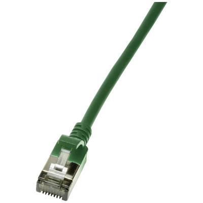 LogiLink CQ9025S RJ45 Netwerkkabel, patchkabel CAT 6A U/FTP 0.50 m Groen Extreem dun, Vlambestendig, Flexibel, Folie afscherming, Halogeenvrij, Snagless,