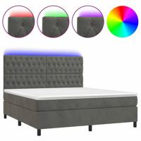 Boxspring met matras en LED fluweel donkergrijs 180x200 cm - thumbnail