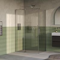 BRAUER Stellar douchecabine met draaideur helder glas 120x100x200 omkeerbaar incl. glascoating PVD RVS-kleurig geborsteld - thumbnail