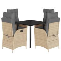 5-delige Tuinset met kussens poly rattan gemengd beige - thumbnail