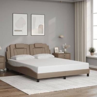 Bedframe met LED-verlichting kunstleer cappuccino 160x200 cm