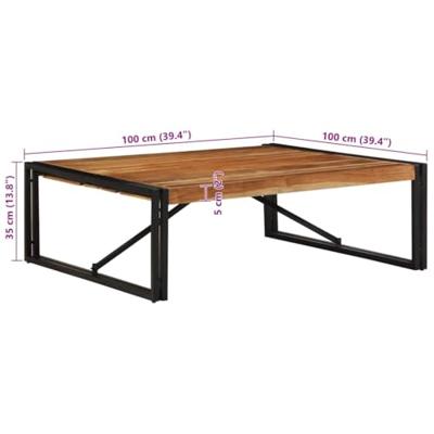 Salontafel 100x100x35 cm massief acaciahout