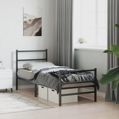 Bedframe met hoofd- en voeteneinde metaal zwart 80x200 cm