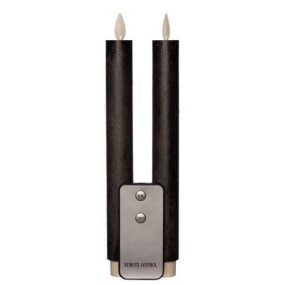 Anna's Collection LED dinerkaars flame effect rustiek 23 cm antraciet 2 stuks