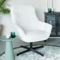 ZILT Draaibare Fauteuil 'Yaki' Bouclé, kleur Off White - thumbnail