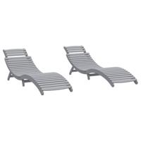 Ligbedden 2 st 184x55x64 cm massief acaciahout grijs - thumbnail
