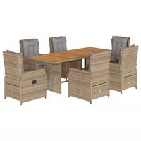 7-delige Tuinset met kussens poly rattan beige - thumbnail