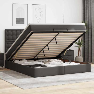 Ottoman bed met matras 180x200cm kunstleer zwart