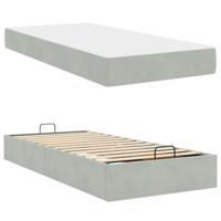 Bedframe met matras met opslag Lichtgrijs 90 x 200 cm Fluweel - thumbnail