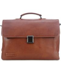 Plevier Morse volnerf rundleer bruin notebooktas Aktetas - thumbnail